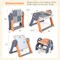 6-In-1 Folding Kids Art Easel with Reversible Building Block Tabletop Ideal Gift for Kids